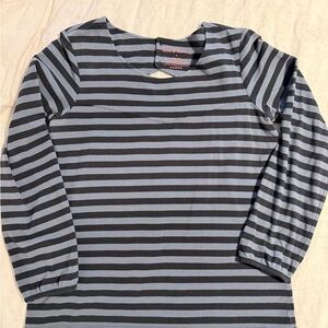 Hannah Black and Gray Striped Long Sleeve Top
